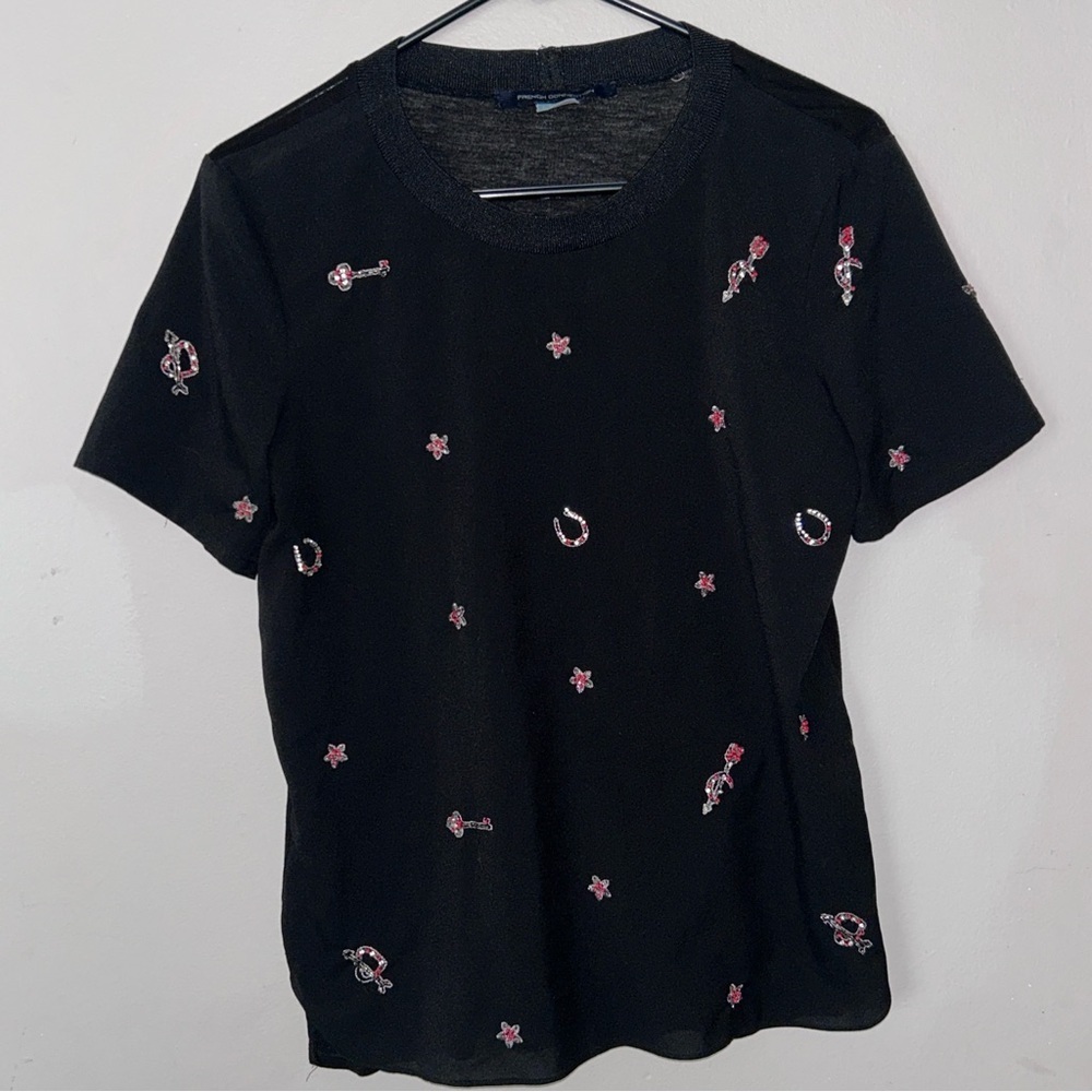 French Connection Black Graphic Short Sleeve T-Shirt